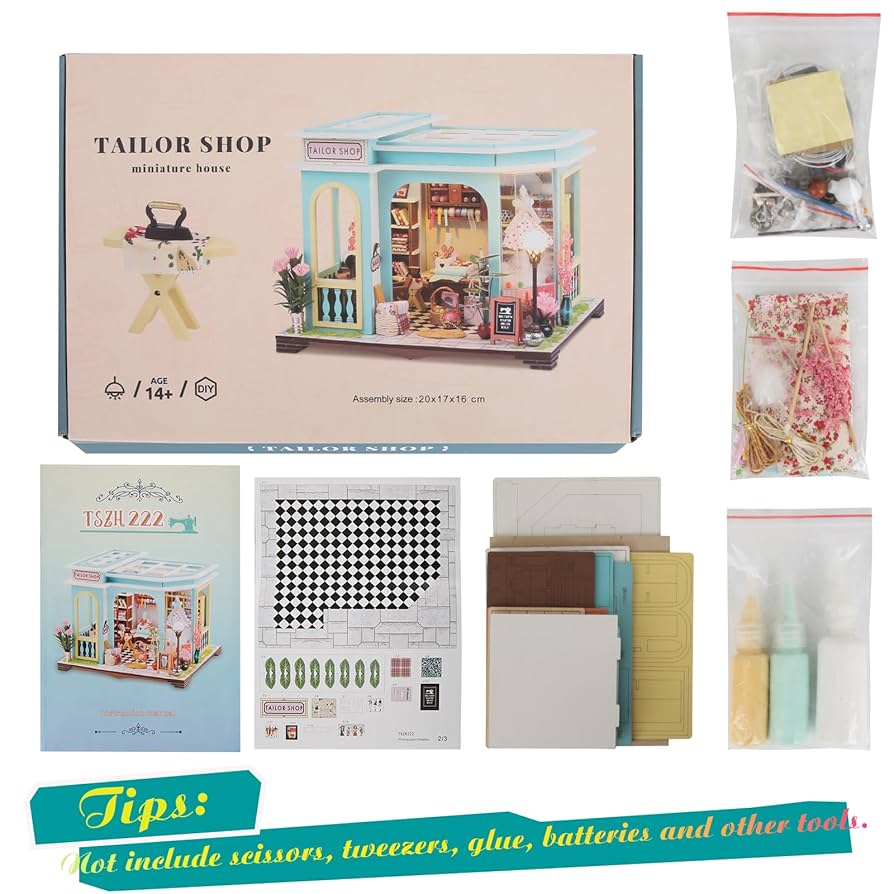 Amazon | DIYミニチュアハウスキット、家具&LED付き小さな家